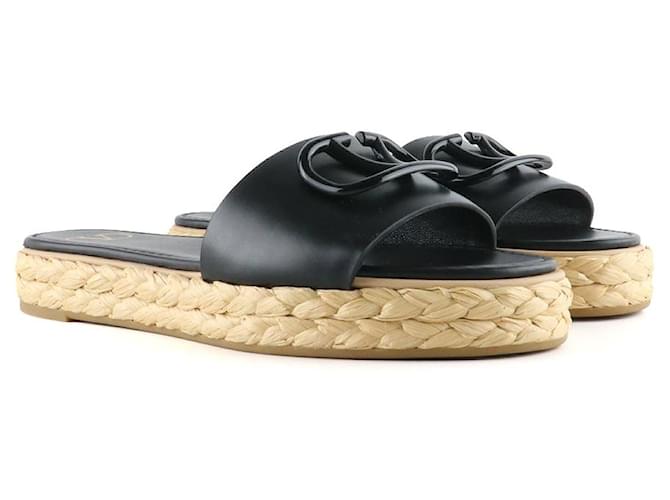 Valentino Garavani Sandals Black Leather  ref.1280860