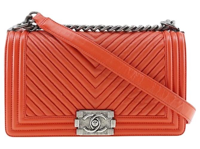 Chanel Boy Red Leather  ref.1280969
