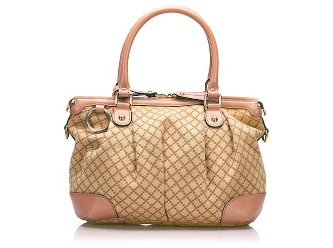 GUCCI Handbags Other Brown Linen  ref.1281051