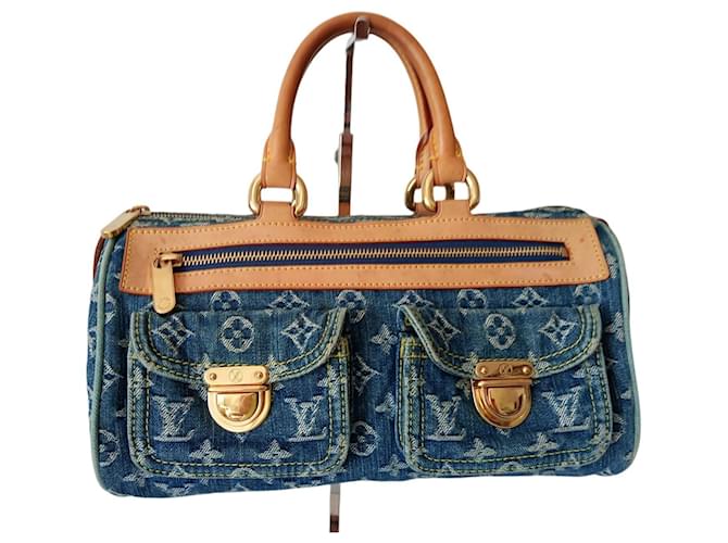 Bolso Louis Vuitton Speedy vaquero Azul Algodón  ref.1281337