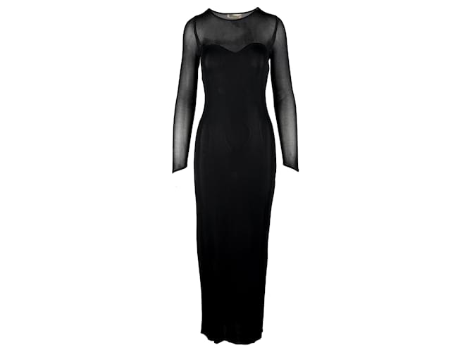 Thierry Mugler Mugler Mesh Long Dress Black Viscose  ref.1281367