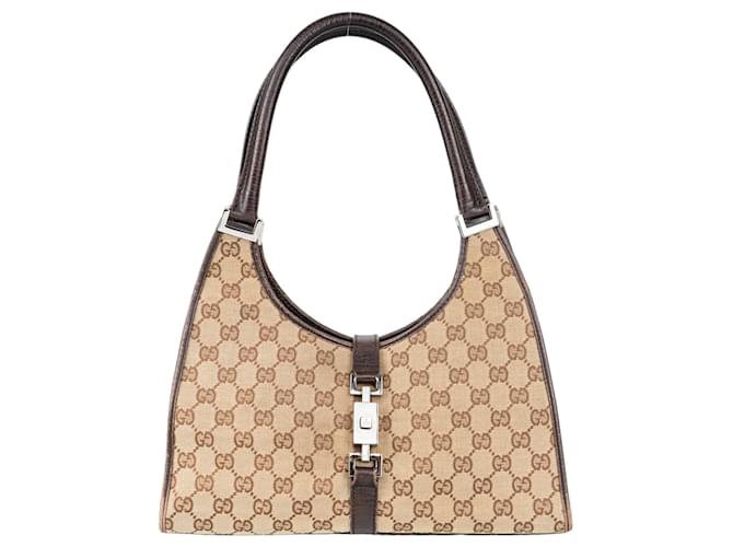 Gucci GG Monogram Jackie Handbag Brown Leather  ref.1281480