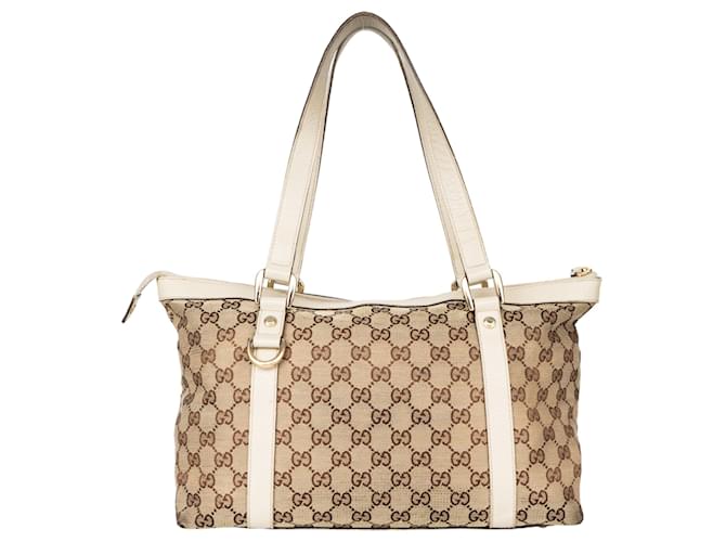 Gucci Abbey Shopper-Tasche mit GG-Monogramm Braun Leder  ref.1281482