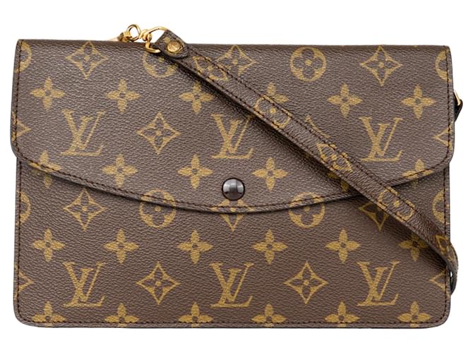 Louis Vuitton Canvas Monogram Double Face Pochette Accessoires Brown Leather  ref.1281485