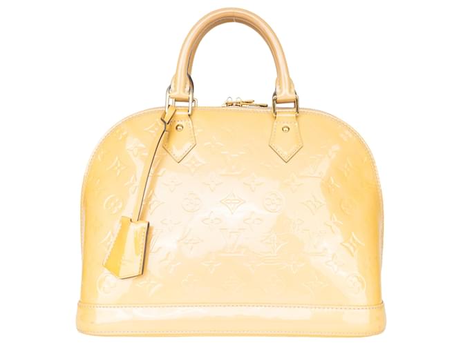 Louis Vuitton Yellow Vernis Monogram Alma PM Handbag Leather  ref.1281496