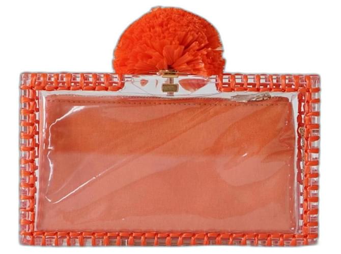 Charlotte olympia Pandora box clutch Orange Plastic  ref.1281506