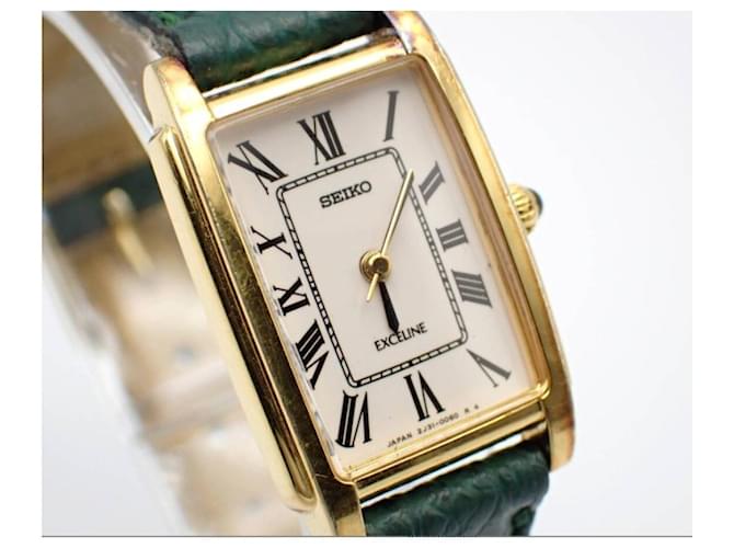 Autre Marque Orologio Seiko unisex - vintage con cinturino verde D'oro Argento  ref.1281524