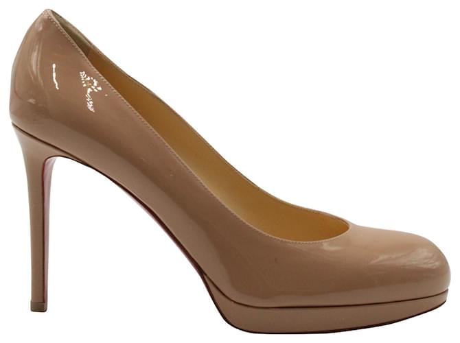 Christian Louboutin New Simple Pumps in Nude Patent Leather Brown Flesh  ref.1281542