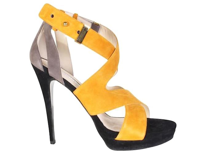 Autre Marque Three Colors Heel Sandals Yellow Leather  ref.1281595