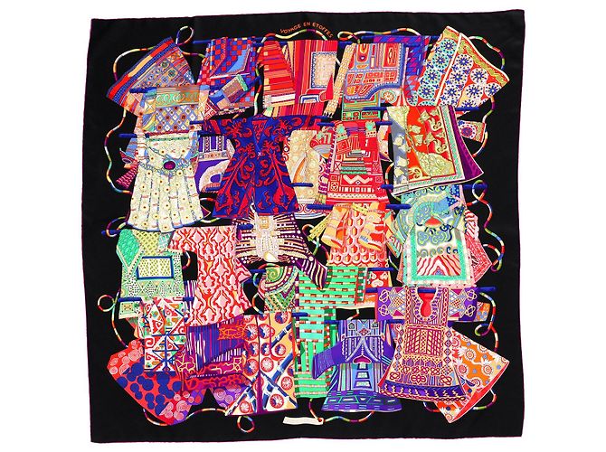 Silk In Sciarpa Hermès Voyage en Étoffes in seta multicolore Stampa python