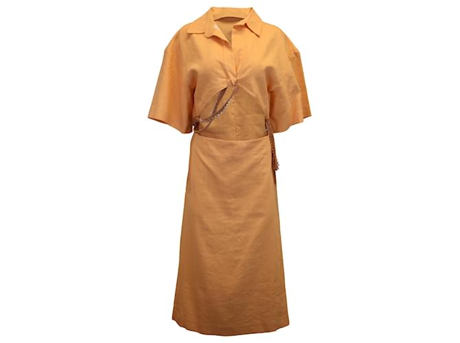 Autre Marque Christopher Esber Beaded Midi Shirt Dress in Orange Viscose Polyester  ref.1281630