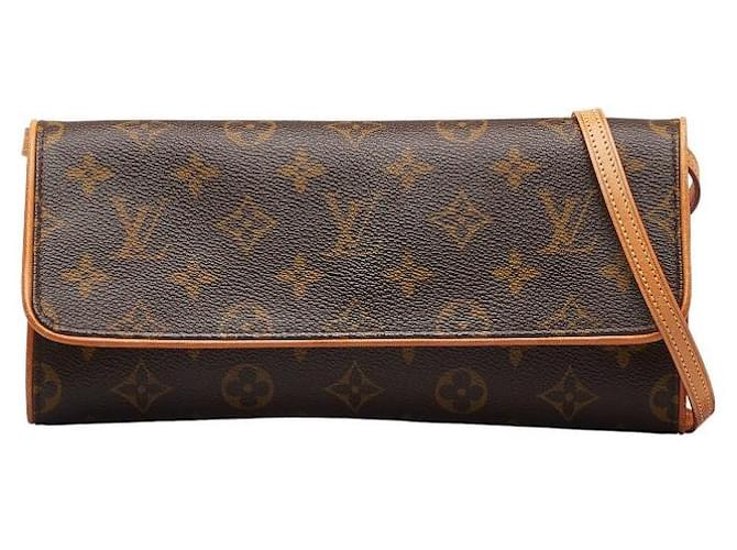 Bolso de hombro Louis Vuitton Monogram Twin GM M51852 de cuero PVC marrón en muy buen estado Castaño Plástico  ref.1281673