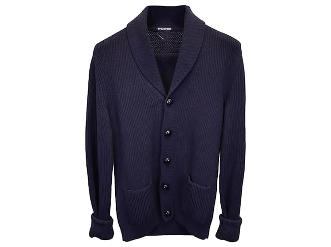 Tom Ford Button-Front Cardigan in Navy Blue Wool  ref.1281687