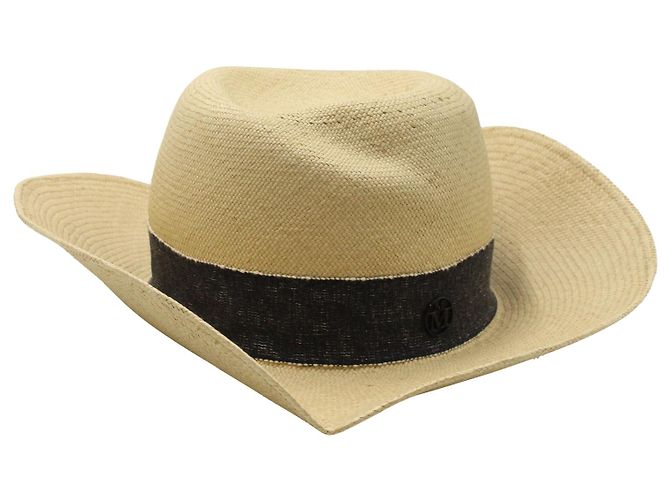 Maison Michel Fedora Hat in Beige Straw Brown