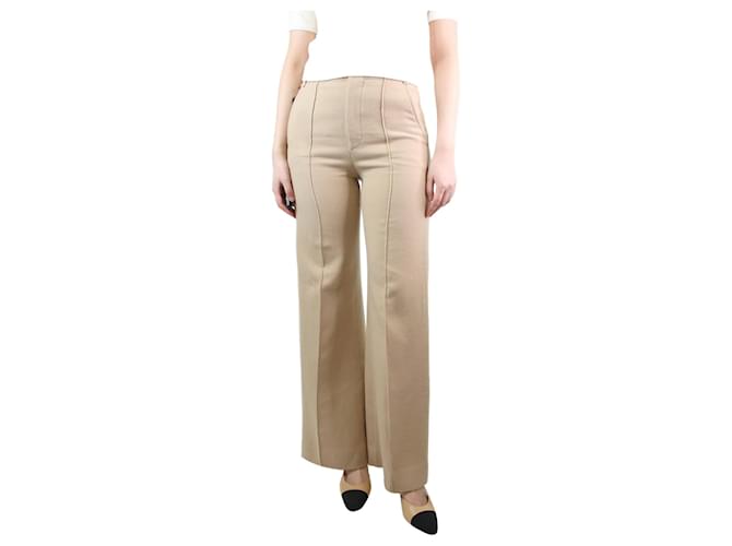 Chloé Neutral wide-leg wool trousers - size UK 8  ref.1281726