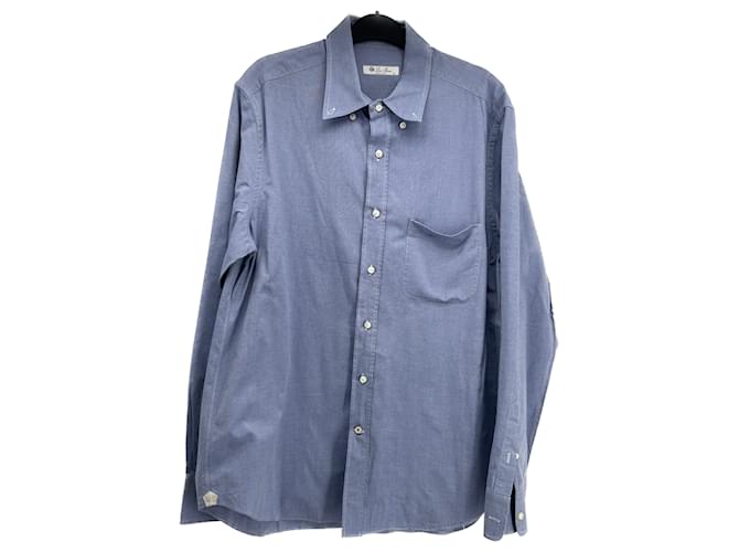 LORO PIANA Chemises T.International XL Coton Bleu  ref.1281766