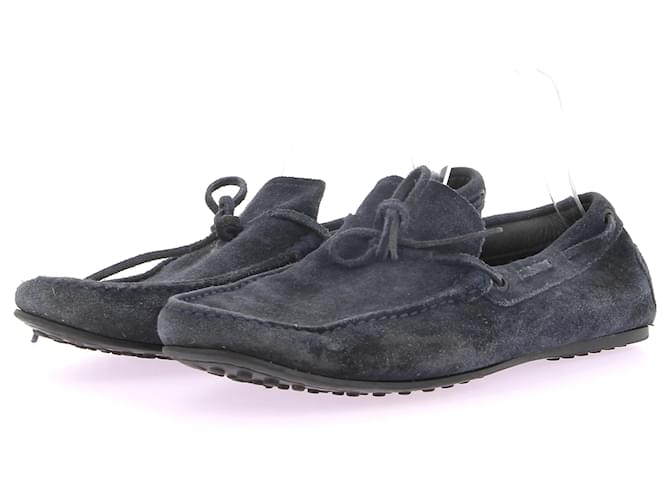 TOD'S  Flats T.US 9.5 Suede Blue  ref.1281776