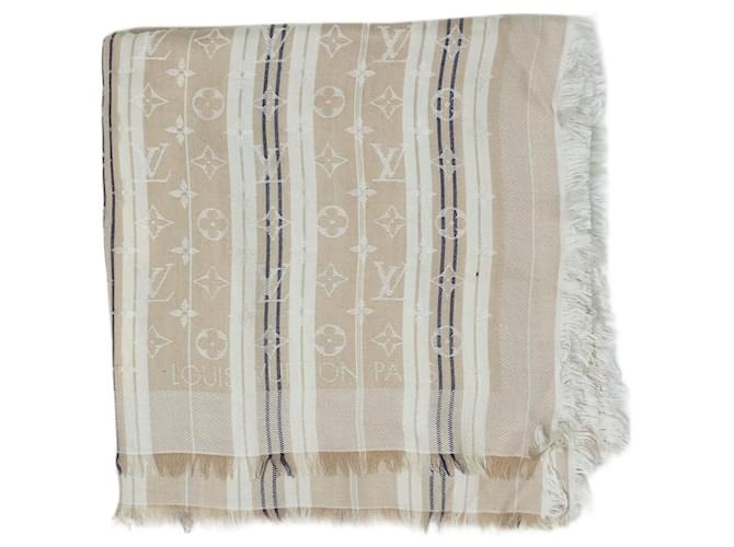Louis Vuitton Neutral striped monogram scarf Silk  ref.1281780