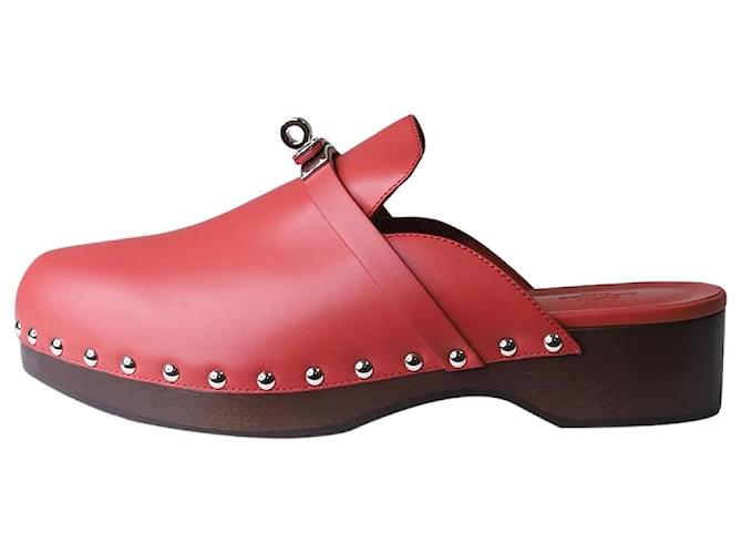 Kelly Hermès Red Carlotta mules - size EU 40 Leather  ref.1281782