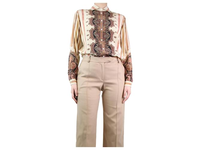 Etro Cream and pink silk paisley blouse - size UK 10  ref.1281794