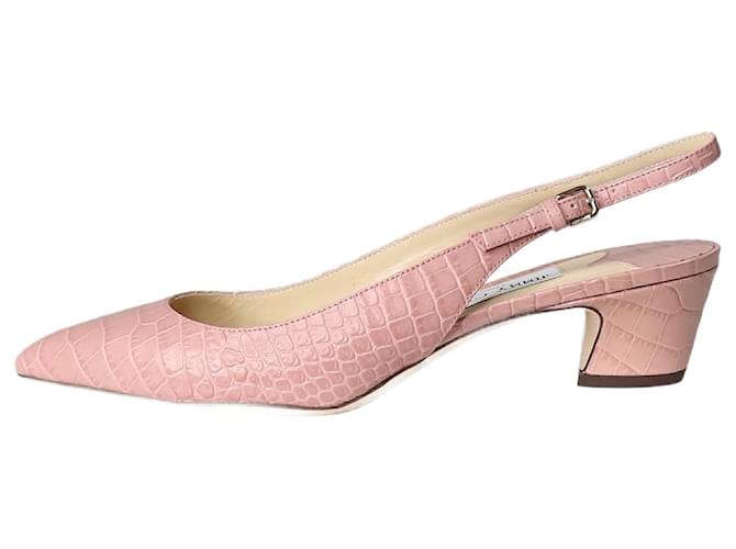 Jimmy Choo Sapatos slingback rosa blush com relevo de crocodilo - tamanho UE 39.5 Couro  ref.1281804