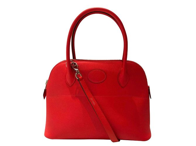 Bolsa de mão Hermès Bolide 27 em couro laranja