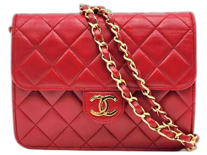 Timeless Chanel zeitlose klassische Mini-Klapptasche Rot Leder  ref.1281814