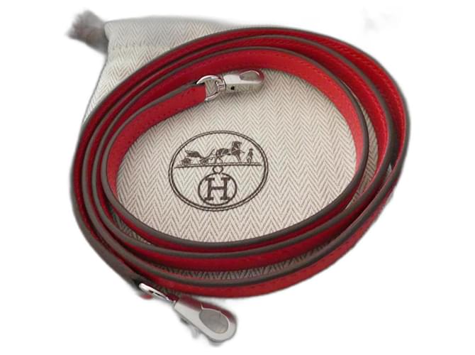 Neuer Hermès-Schulterriemen für die Mini Kelly-Tasche mit Staubbeutel. Rot Leder  ref.1281891