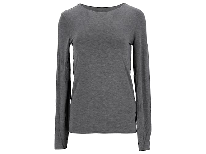 Tommy Hilfiger Womens Long Sleeve Knit Top Grey Viscose Cellulose fibre  ref.1281916