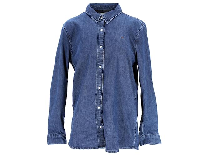 Tommy Hilfiger Camisa jeans feminina com ajuste relaxado Azul Algodão  ref.1281921