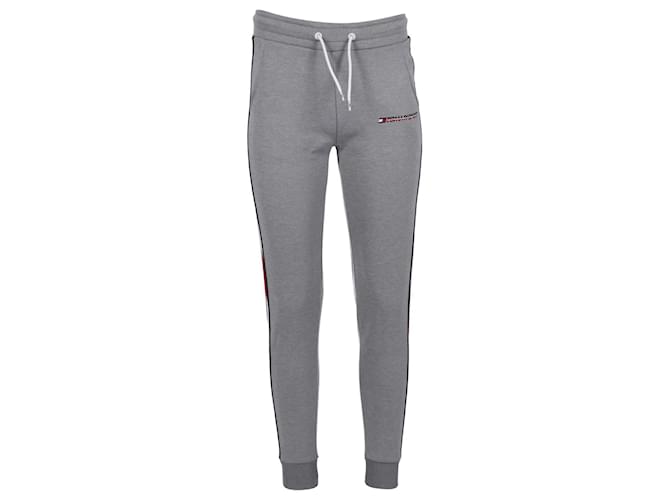 Tommy Hilfiger Womens Tape Detail Fleece Joggers in Grey Polyester  ref.1281946