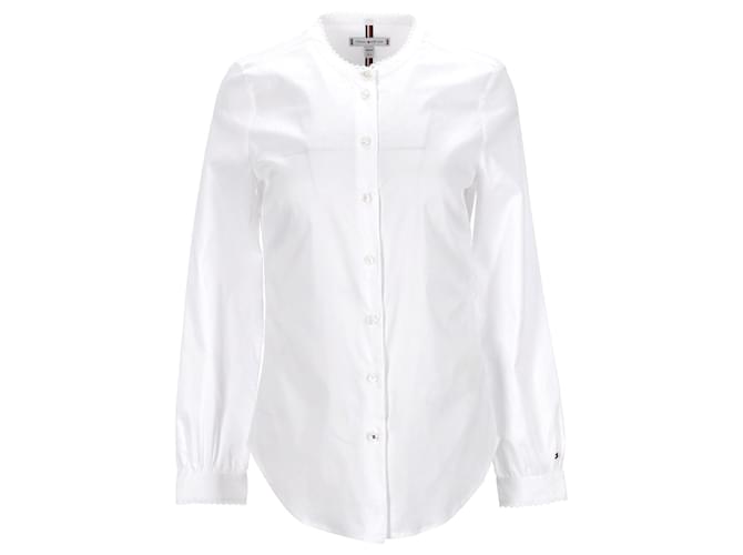 Blusa feminina Tommy Hilfiger com recorte e corte justo em algodão branco  ref.1281955