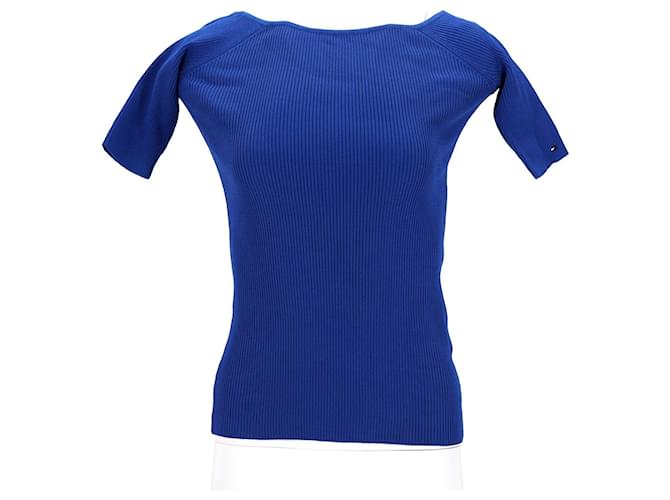 Tommy Hilfiger Jumper feminino sem ombro Azul Viscose Fibra de celulose  ref.1281957