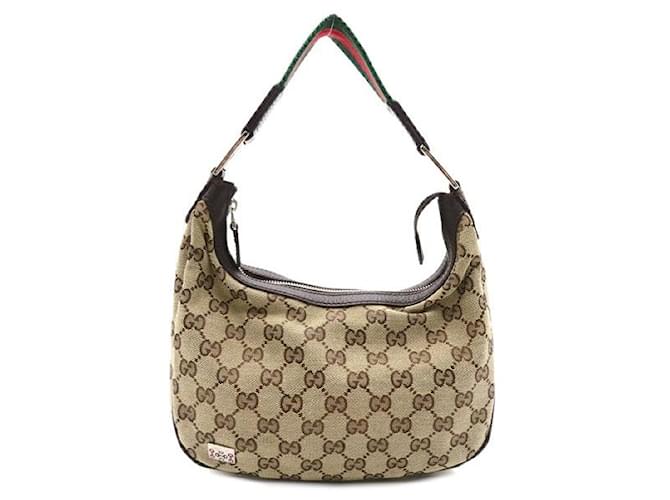 Gucci GG Canvas Web Horsebit Hobo Bag Canvas Crossbody Bag 146000 in Great Condition Cloth  ref.1281973