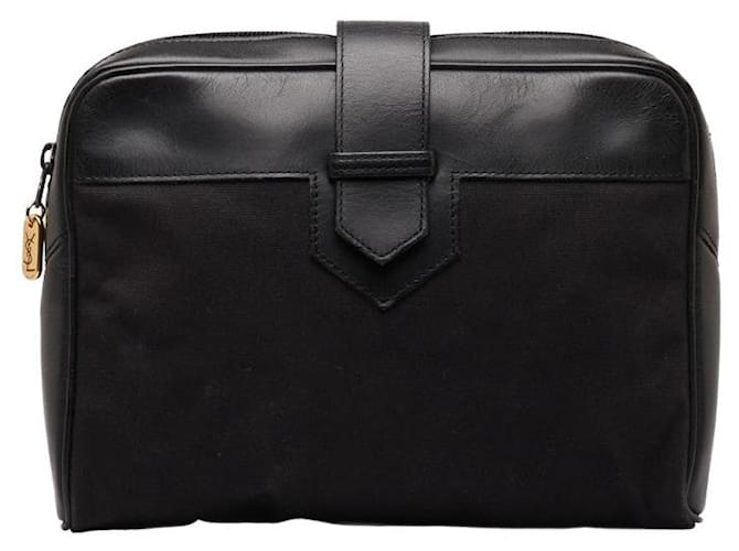 Yves Saint Laurent Canvas Leather-Trimmed Clutch Bag Cloth  ref.1281979