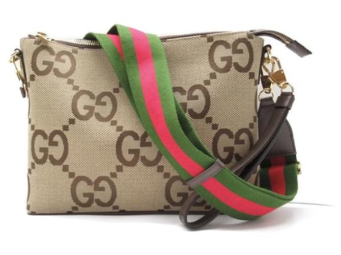 Gucci Jumbo GG Canvas Zip Messenger Bag Canvas Crossbody Bag 699130 in Excellent condition Cloth  ref.1281989