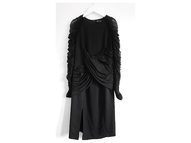 Robe à manches en tulle noir Versace Resort 2017 Viscose  ref.1282056