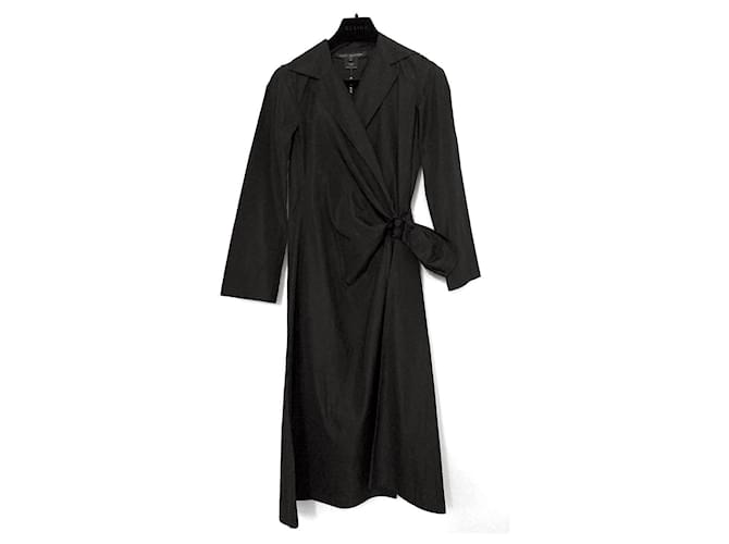 Robe portefeuille en satin Louis Vuitton Resort 2008 Coton Noir  ref.1282077