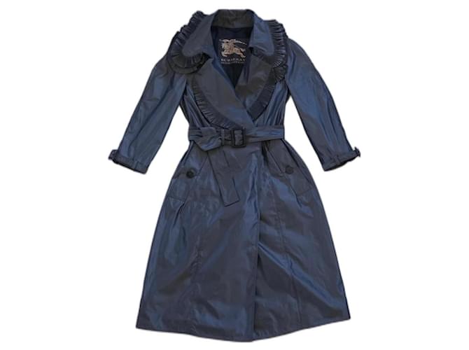 Casaco Trench Burberry Cinza antracite Seda Poliéster  ref.1282079