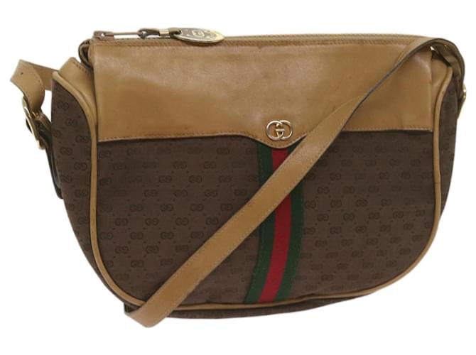 GUCCI Micro GG Canvas Web Sherry Line Shoulder Bag Brown 67 01 4001 Auth ep3482 Cloth  ref.1282113
