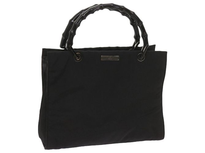 Bamboo GUCCI Borsa a mano in bambù Tela Nera 002 1016 Auth ep3520 Nero