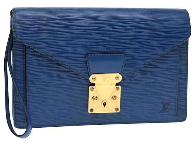 LOUIS VUITTON Epi Serie Dragonne Hand Bag Blue M52615 LV Auth 67273 Leather  ref.1282156
