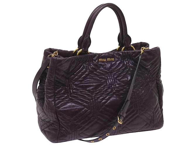 Miu Miu Hand Bag Leather 2way Purple Auth bs12357  ref.1282177