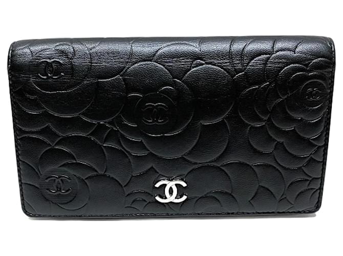 Chanel Camellia Black Leather  ref.1282402