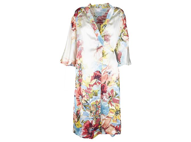 Vestido cruzado de seda estampado de Roberto Cavalli Multicolor