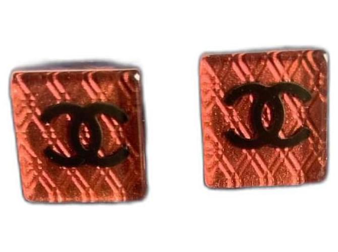Chanel Earrings Pink Metal Resin  ref.1282496