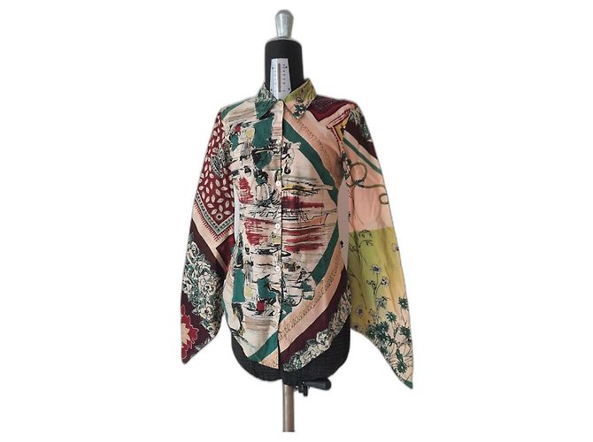 Jean Paul Gaultier Blusa camisera estampada abstracta de algodón JPG Jean's Paul Gaultier de París. Multicolor