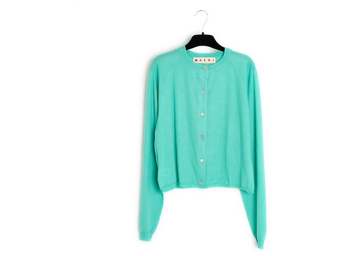 Marni FR40 Cardigan aus leichtem Kaschmir in Lagunengrün, US10.