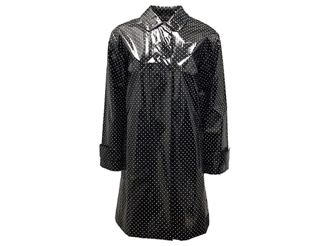 Autre Marque Dolce&Gabbana Nero / Cappotto antipioggia con bottoni sul davanti stampato a pois bianchi Cotone  ref.1282618