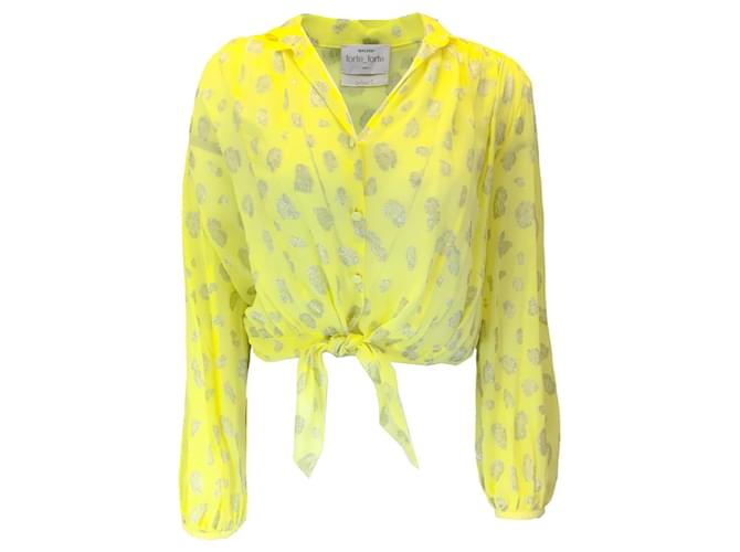 Autre Marque Forte Forte Yellow / Silver Metallic Sky of Stars Knotted Top Viscose  ref.1282619
